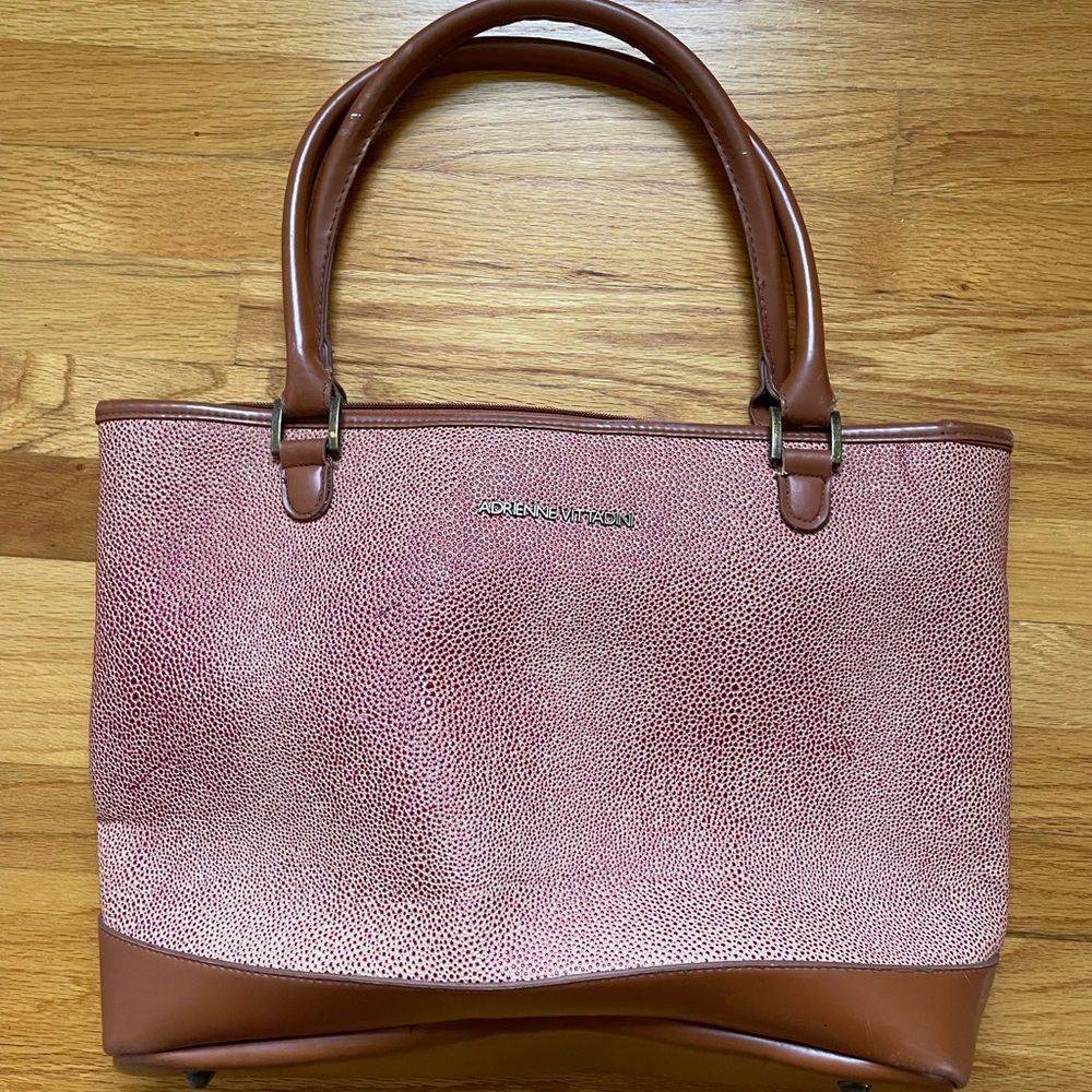 VINTAGE Adrienne Vittadini Pink and Brown Tote Bag